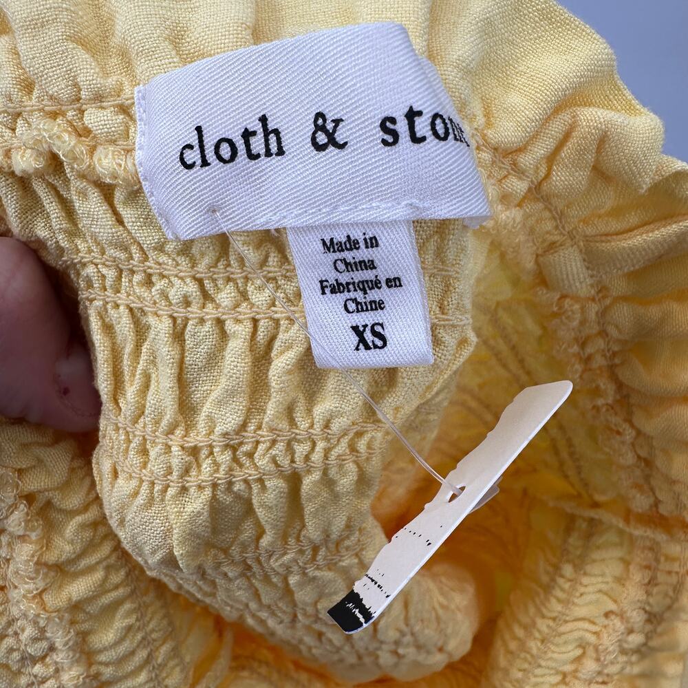 EVEREVE Cloth & Stone NWT Smocked Linen Tank in Yellow // XS - Picture 12 of 12